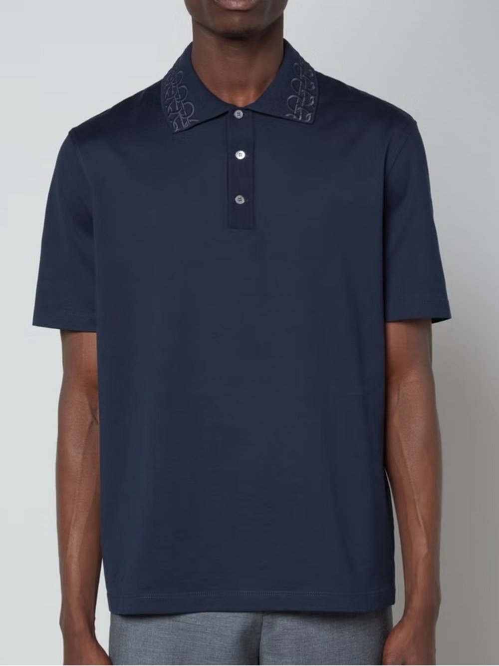 Salvatore Ferragamo Men Gancini Embroidered Collar Polo Shirt